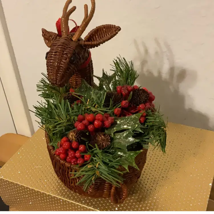 Wicker Reindeer Faux Floral Arrangement