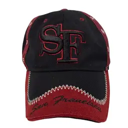 San Fransisco Embroidered Logo Black & Red Adjustable Baseball Cap by Lanza