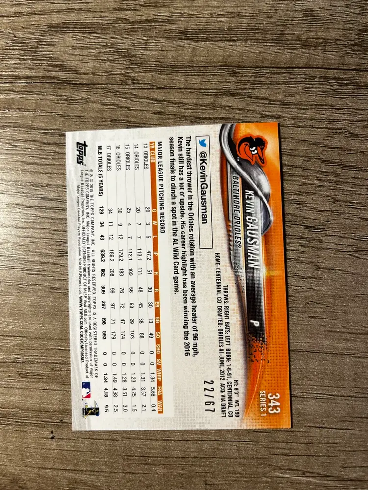 2018 Topps Black Kevin Gausman /67