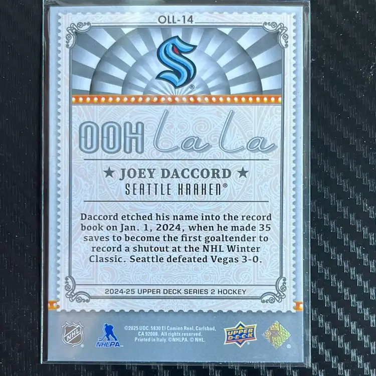 24-25 Upper Deck S2 Joey Daccord Ooh La La OLL-14
