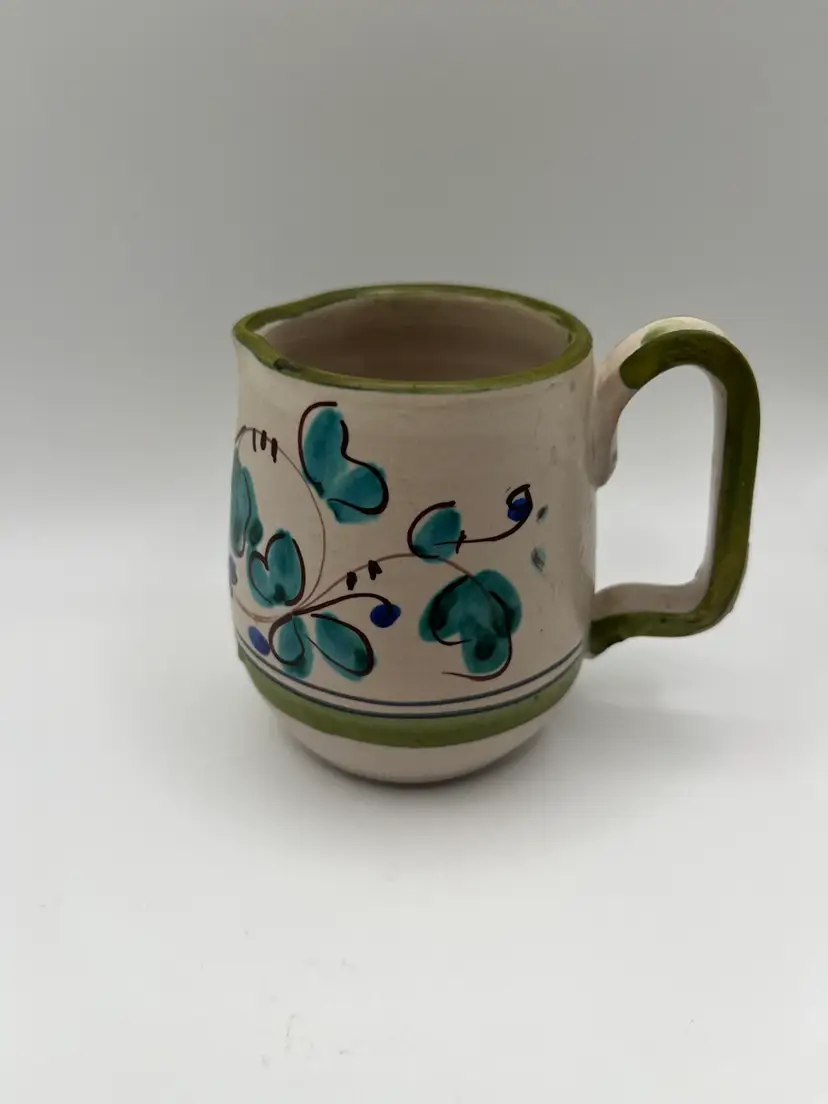 Vintage Ceramic Italian Creamer with green, blue, teal accents