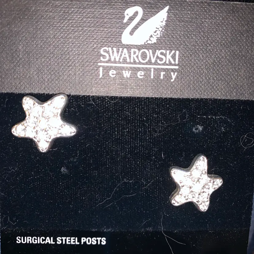 Vintage Swarovski Silver Tone Star/Starfish Pierced Earrings