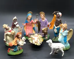 4-Fontanini Depose Spider Mark ITALY + 6 Italian Made Nativity Manger Figurines