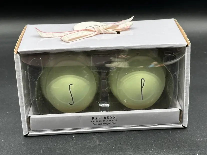 Rae Dunn Salt & Pepper Mint Green Cabbage Set-NIB