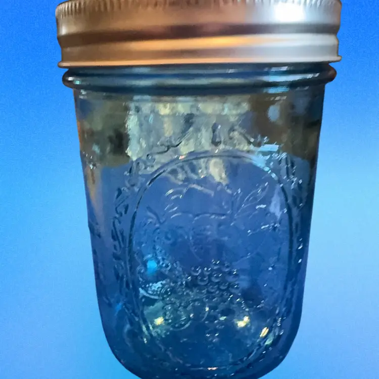 Blue Glass Wide Mouth Ball Canning Jar Made In USA 16 Oz