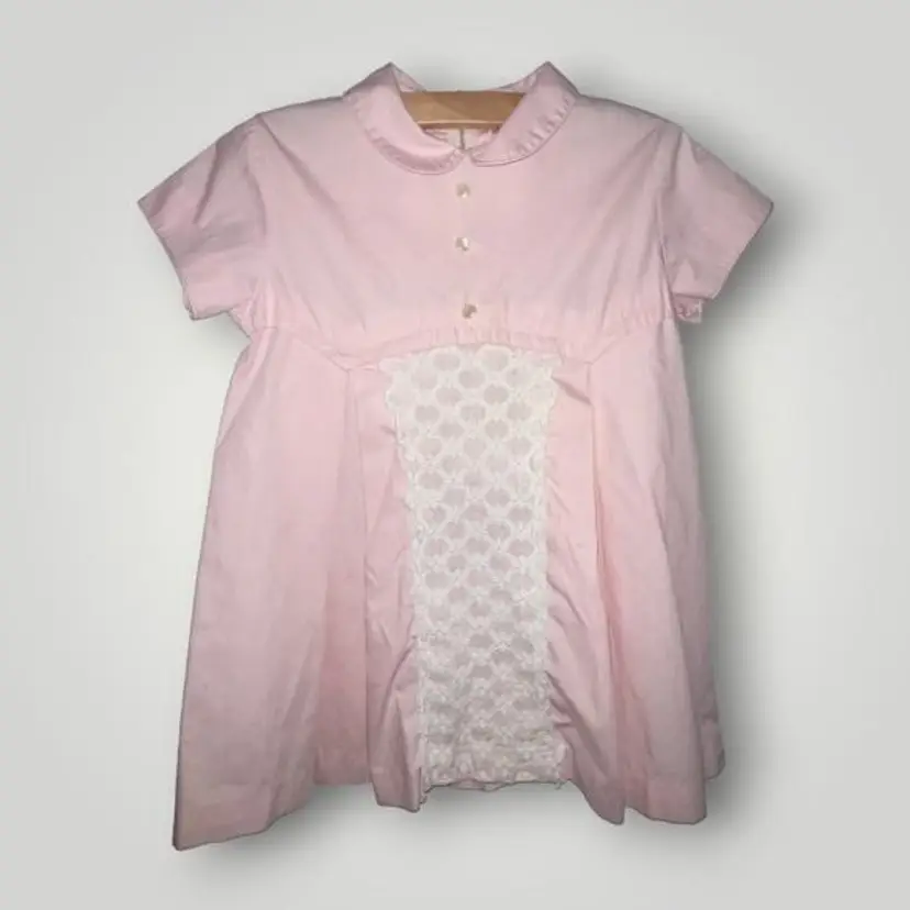 Vintage Tiny town Togs  Baby Girl Sz 3t/4t Pink Dress White Lace material EUC