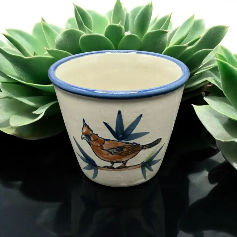 Louisville Stoneware Planter Cardinal Red Bird 4” Tall