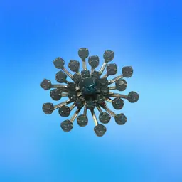 Classic Blue Rhinestone Brooch, 1-1/2”