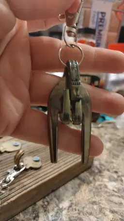 Rock hands with patina keychain