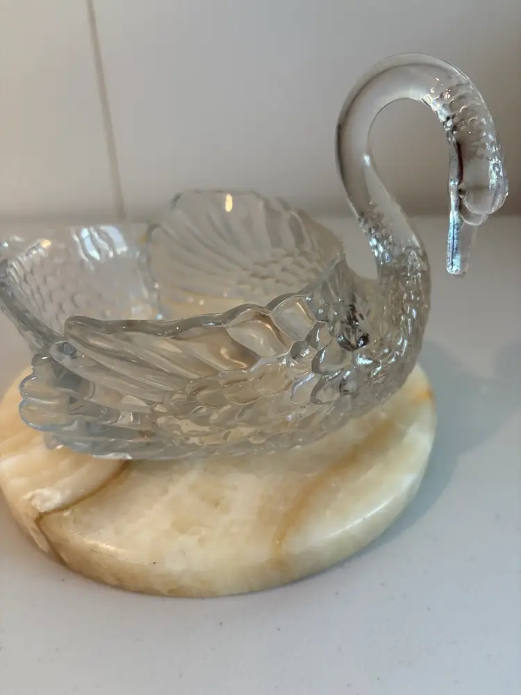 Vintage Pressed Clear Glass Swan Candy Dish/Bowl