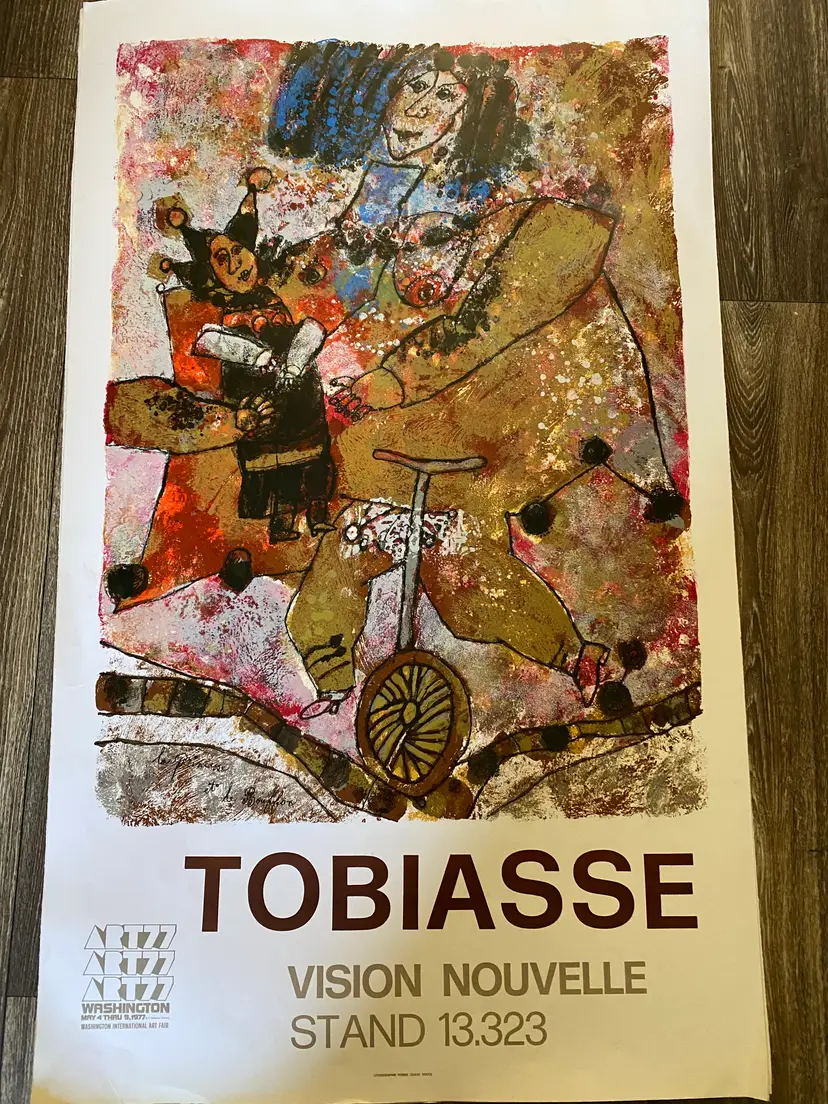 Theo Tobiasse 1977 Washington International Art Fair lithograph poster - minimal creases on edges , see photos - 22 wide x 28 tall