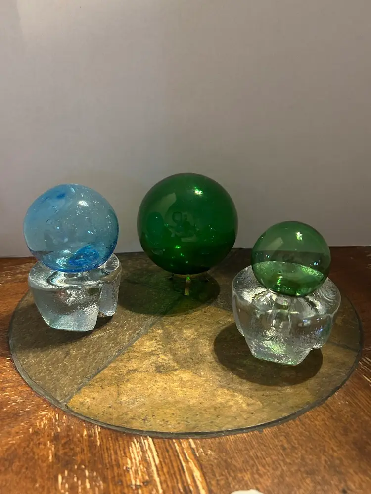 Set of 3 Handblown Vintage Orbs