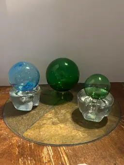 Set of 3 Handblown Vintage Orbs