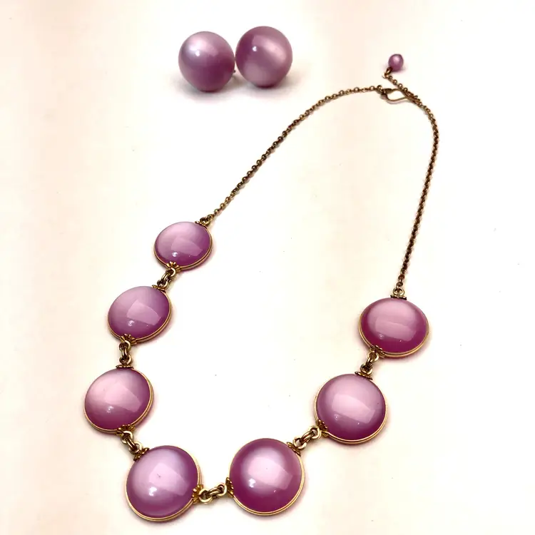 Purple Thermoset Vintage Estate Necklace & Earring Set