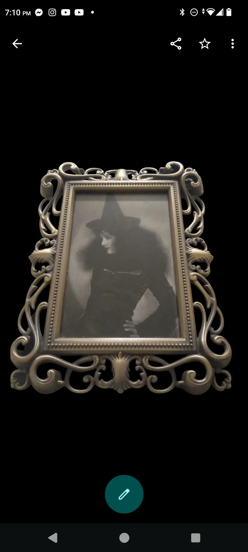 Vintage Witch Print in polished Baroque style frame