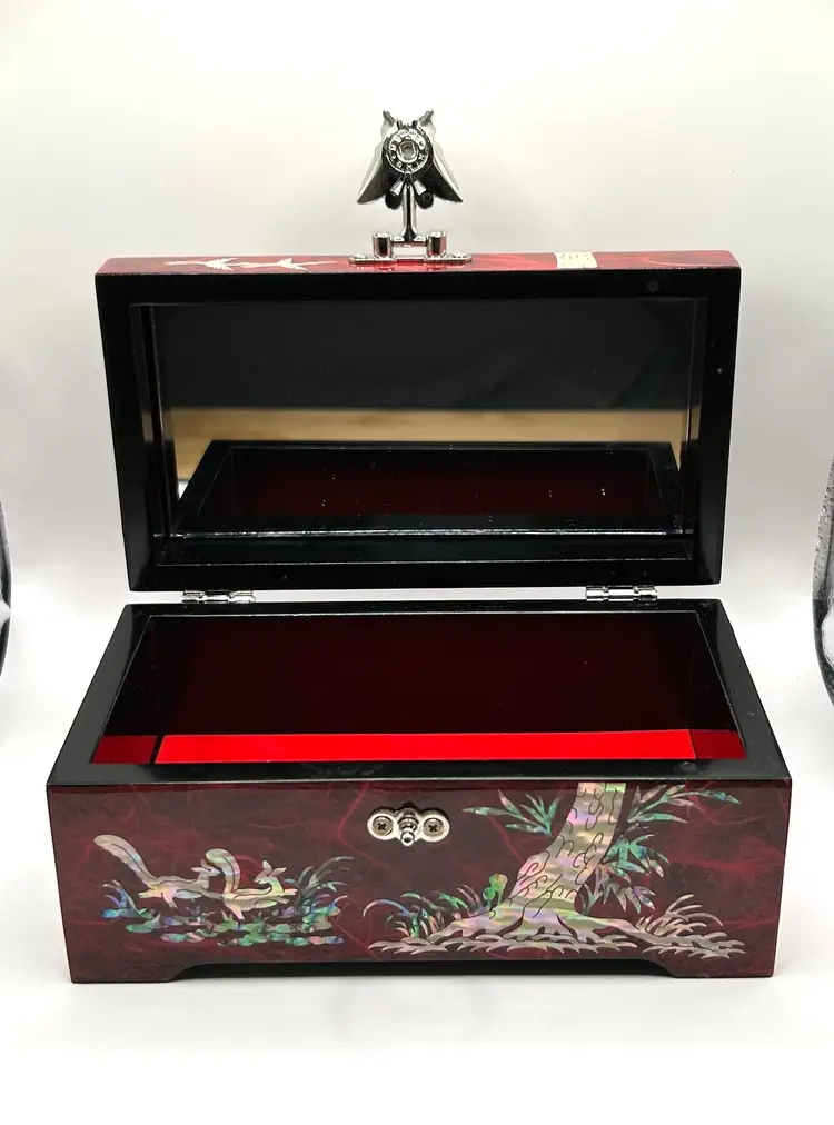 Hand Made Korean Wooden Jewelry Box With MOP Inlay NIB 6”x 3.5”x 3”