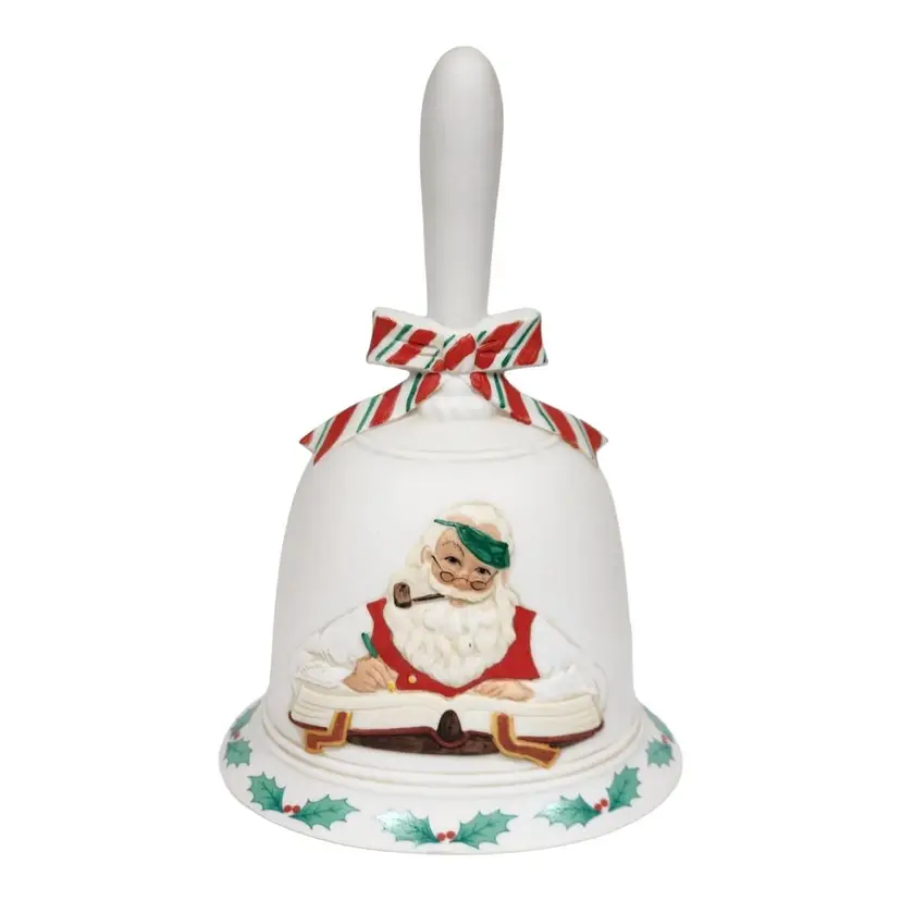 Norman Rockwell Museum 1982 Porcelain Santa Christmas Bell "Checking His List"