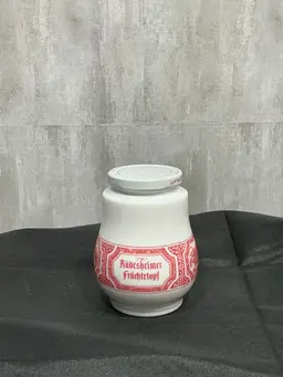 # 05 German Asbach Uralt Rudesheimer Fruchte Stoneware Jar with metal lid (Fine Fruits in Asbach Uralt(German Brandy) fruit preserved in brandy jar a specialty gift item