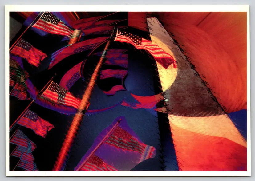 Postcard Not Just Buildings by Kenneth M Wyner Art American Flags 1998 -  10831