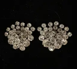 Juliana Rhinestone Clip On Earrings Fan Shaped 2 Tier