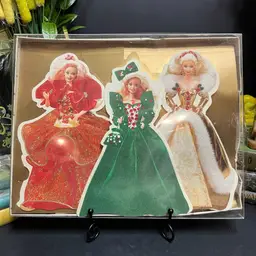 MARKDOWN! Barbie Holiday Collection 3 Holiday Barbie Cards With Designed Envelopes 1995