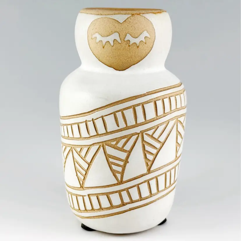 Anthropologie Gopi Shah Ceramics, Nesting Doll Earthenware Vase, Folk Art Pottery