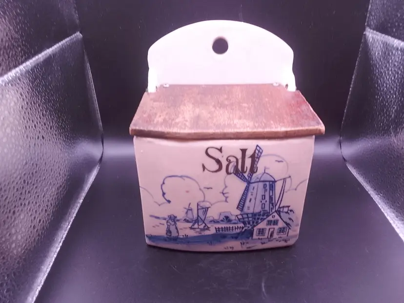 Blue/white made in Japan - Salt Box - Windmill & Sailboat