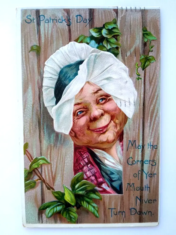 St Patrick's Day Postcard Old Women Fence Frances Brundage 1908 Tucks Series 106