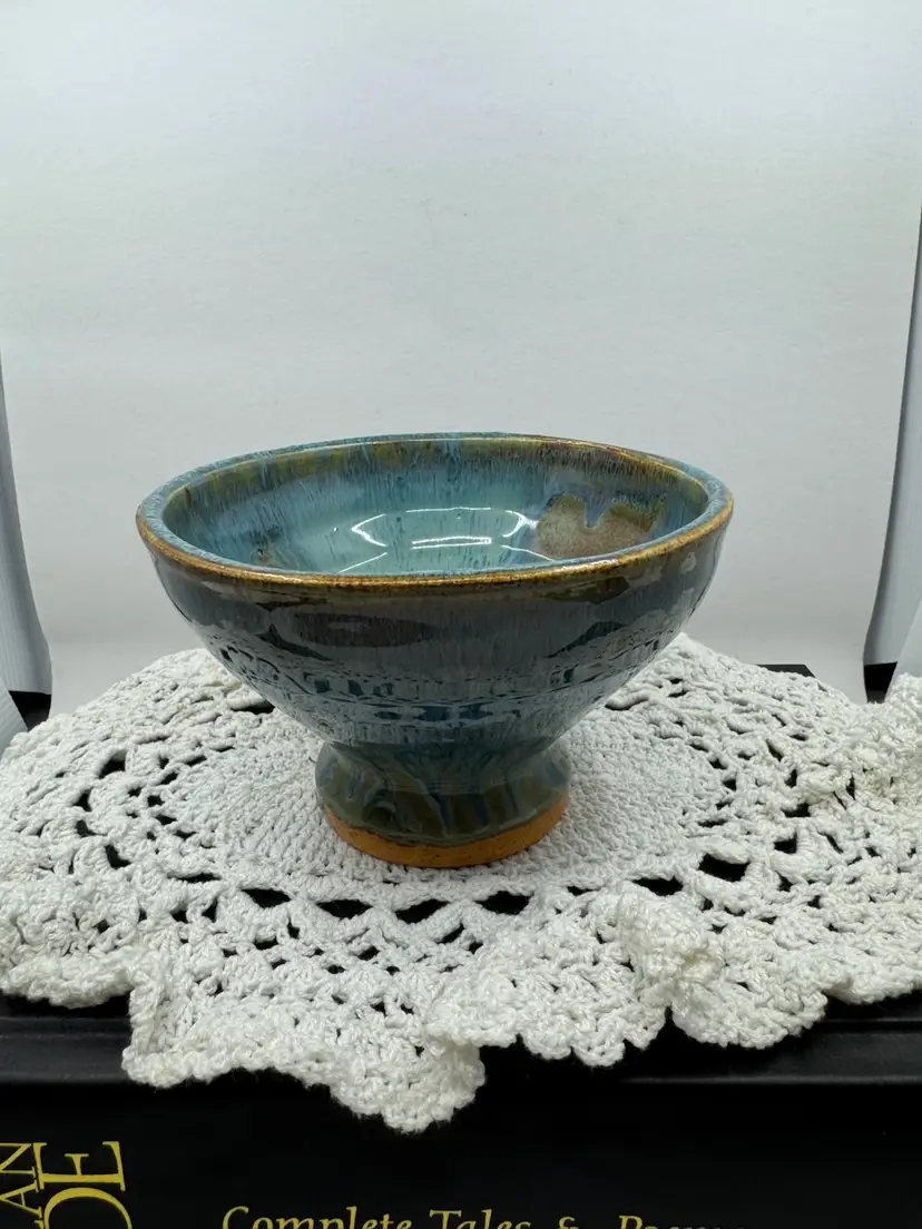 Studio Pottery With Blue Glaze, 5”x3.5”