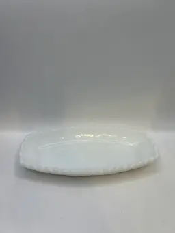Vintage white milk, glass, oval relish, dish