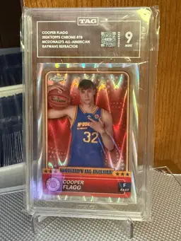 Cooper Flagg 2024 Topps Chrome McDonalds All-American Raywave Refractor TAG 9