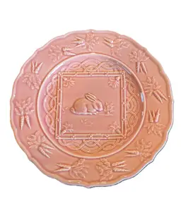 NWOT Bordallo Pinheiro Accent Luncheon Plate 9.25" Rabbit Pink Collection