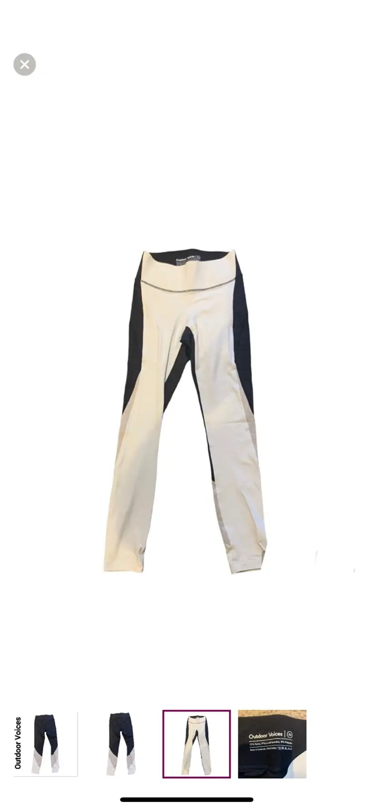 OUTDOOR VOICES Black & White Colorblock Leggings size XS 