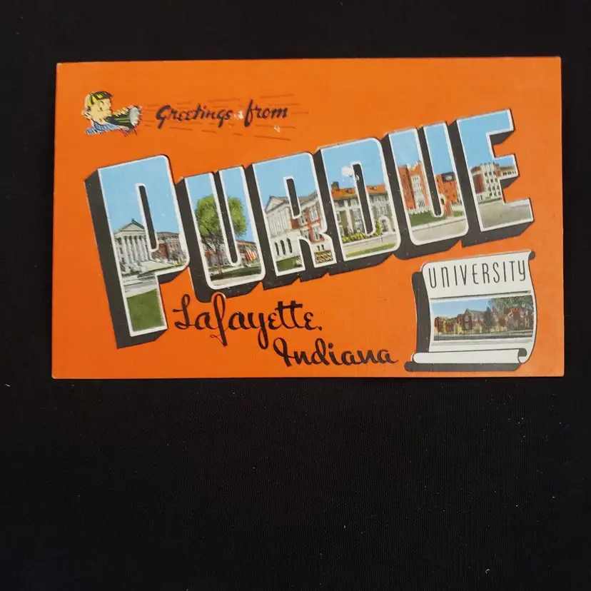Postcard Greetings From PURDUE University Lafayette Indiana unused Vintage