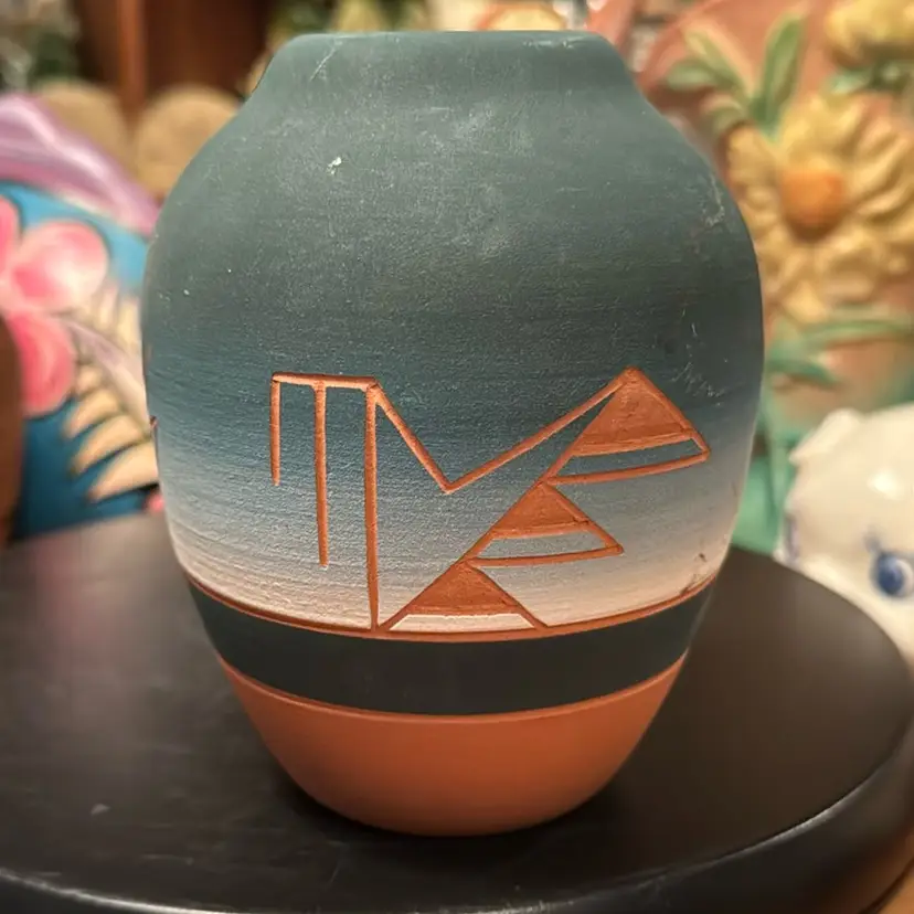 Redware Clay Vase Signed