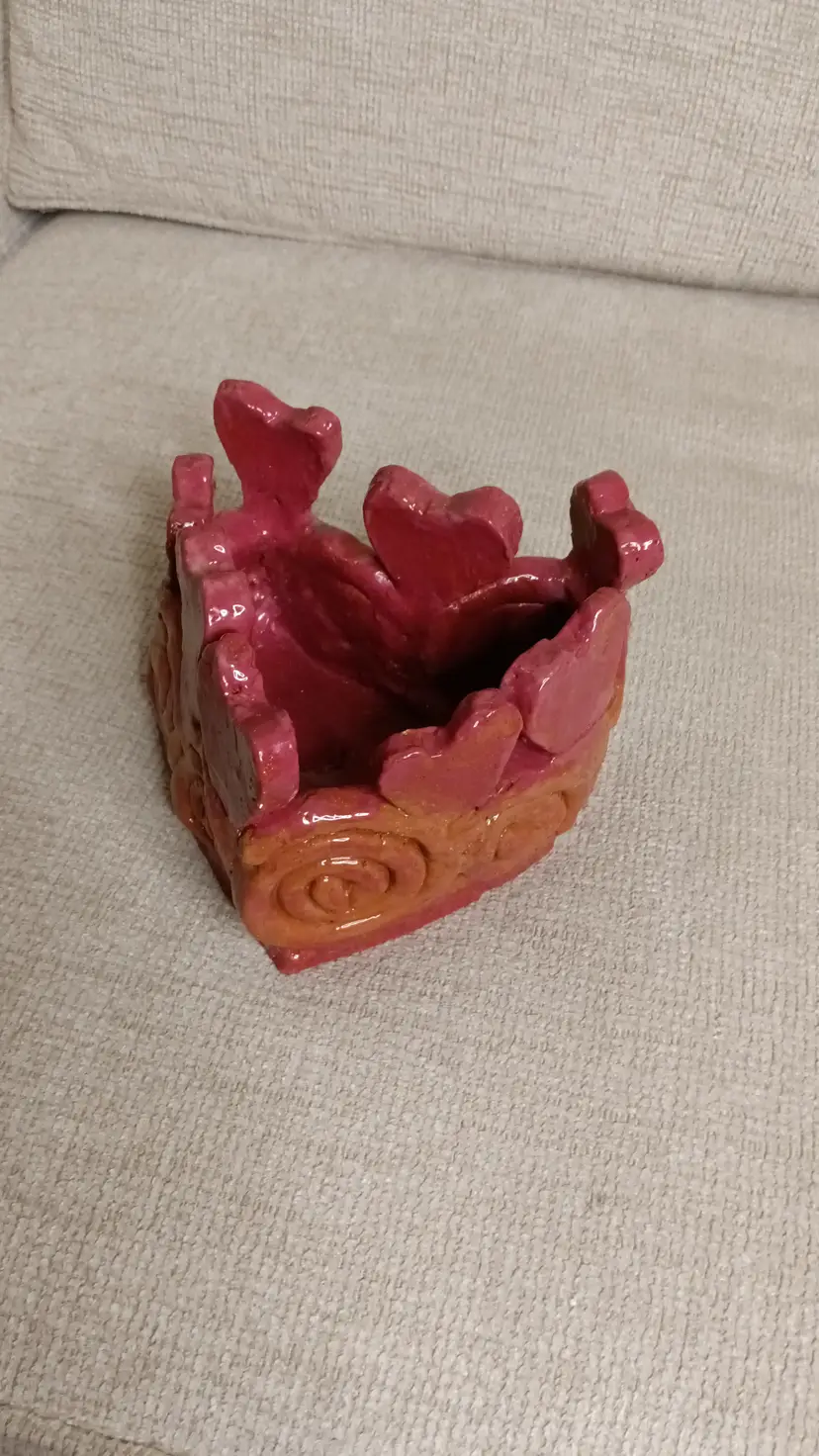 27. red clay pottery dish heart shape