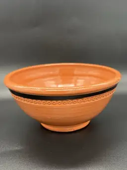 Greenfield Village Pottery Red Ware Bowl Ryan Forrey Terracotta Black Stripe