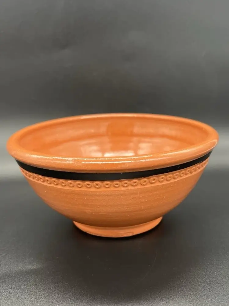 Greenfield Village Pottery Red Ware Bowl Ryan Forrey Terracotta Black Stripe