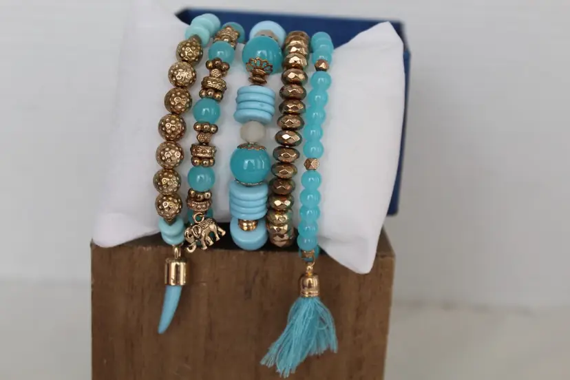 Set of 5 new in box Boho-Chic Beaded Stack Bracelets