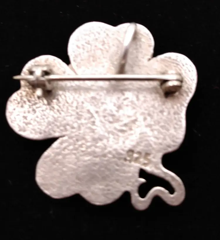 VTG Sterling Silver ART NOUVEAU Woman Clover Leaf Brooch Pin Pendant 1"