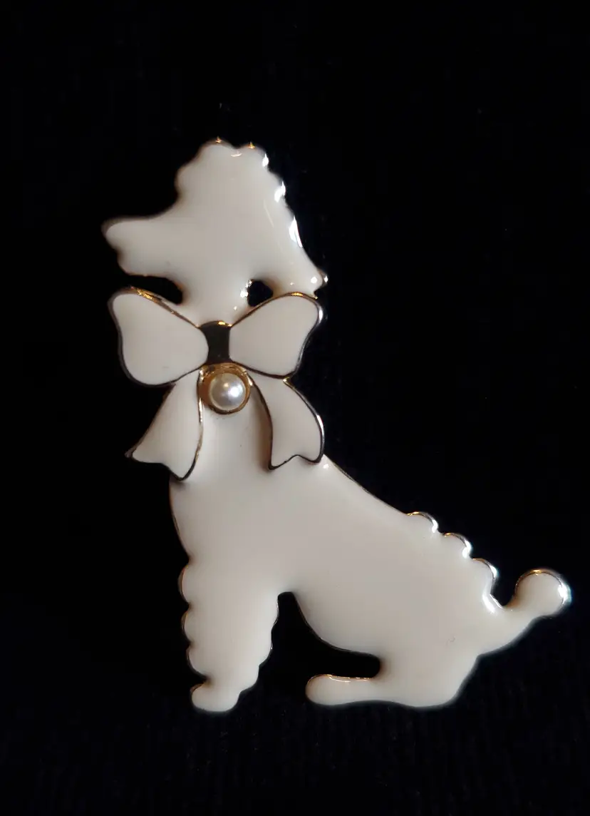 Vintage Poodle Brooch with Pearl Accent