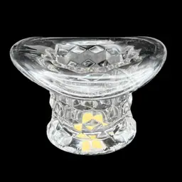 #158A Vintage 24% Lead Crystal Top Hat Vase Or Cigarette Holder. UV Glow! Made In W Germany Sticker