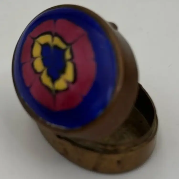 Vintage Enamel Brass Trinket Box