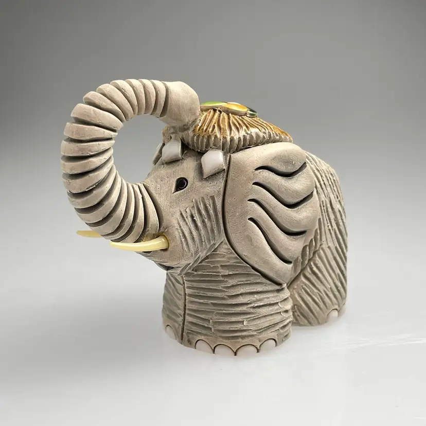Artesania Rinconada Pottery Medium Elephant #8 Trunk Up Figurine Uruguay Vintage