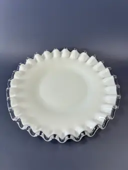 Fenton Silver Crest Milk Glass Dish 6.5”