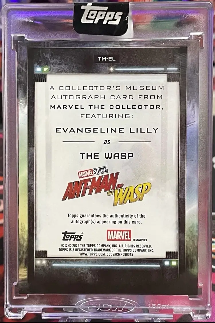 2025 Topps Marvel The Collector Evangeline Lilly As The Wasp Museum Auto #/100