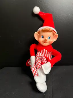 Holiday Rubber Face Elf Shelf Sitter-Love his Red & White Outfit-Lot 60