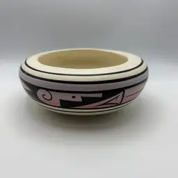 Pink And Black Native American Pottery Planter
