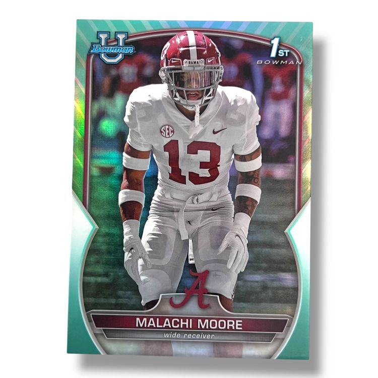 2022 Bowman University Chrome Malachi Moore Aqua Refractor 108/299 #74