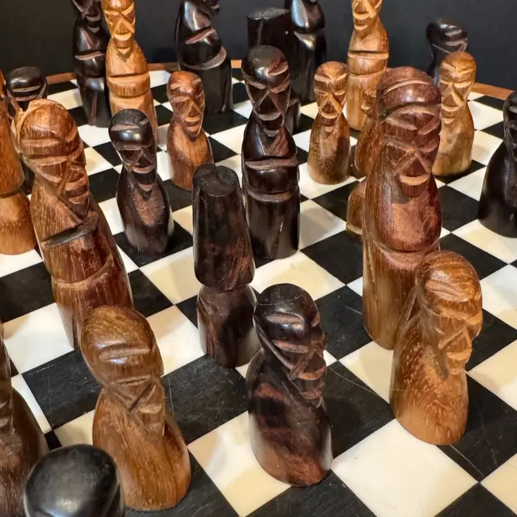 African Hand Carved Chess Pieces